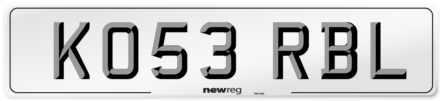 KO53 RBL Number Plate from New Reg
